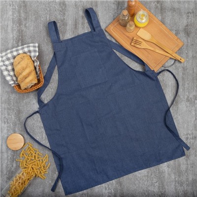 Фартук «Этель. Стиль», синий, 60×75 см, 60% п/э, 20% хлопок, 20% лён