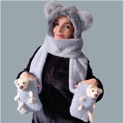 Шапка-шарф с ушками и шарфик