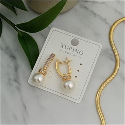 Серьги коллекция "Xuping" покрытие позолота, вставка: фианиты и искусственный жемчуг, арт.004.101