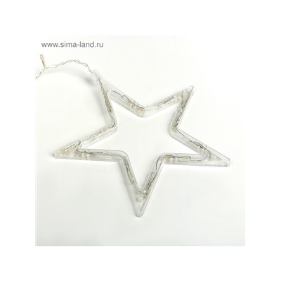 Гирлянда «Бахрома» 2.4×0.9 м с насадками «Звёзды», IP20, прозрачная нить, 138 LED, свечение тёплое белое, 8 режимов, 220 В