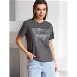 Нарядная футболка с принтом фольгой из премиального хлопка с эластаном