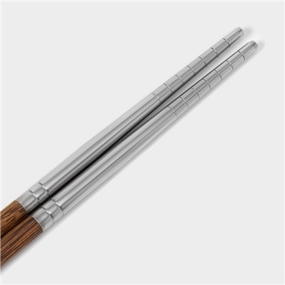 Палочки для суши из нержавеющей стали Magistro, d=0.8 см, 25 см, набор 2 пары, 304 сталь, серебристые