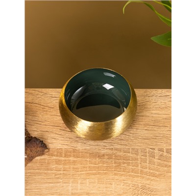 Подсвечник золотой c зелёным покрытием, 8×8×3.5 см