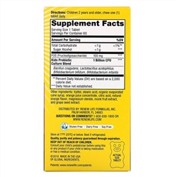 Renew Life, Ultimate Flora Kids Probiotic, Sun-Kissed Orange Flavor, 1 Billion Live Cultures, 60 Chewable Tablets