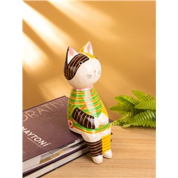 Сувенир «Кошка сидящая», 10×10×28 см, дерево, жёлтый