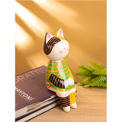 Сувенир «Кошка сидящая», 10×10×28 см, дерево, жёлтый