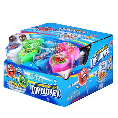 Карамель с кислой пудрой "Прикольный горшочек" ассорти 15г (24шт)