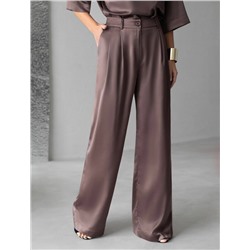 Брюки палаццо широкие из струящегося сатина