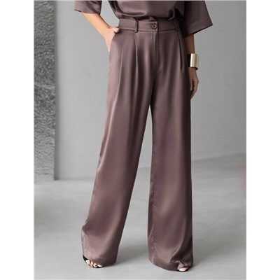 Брюки палаццо широкие из струящегося сатина