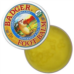 Badger Company, бальзам для ног, перечная мята и чайное дерево, 56 г (2 унции)
