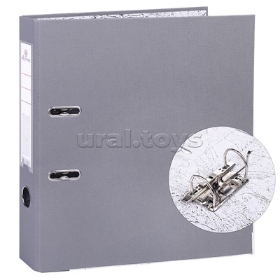 Папка с арочным механизмом A4 50 мм PP разобранная, металлическая окантовка, запечатка форзаца, наварной карман с этикеткой, серая