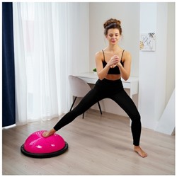 Полусфера BOSU гимнастическая ONLYTOP, массажная, с насосом, 55×25 см, розовая