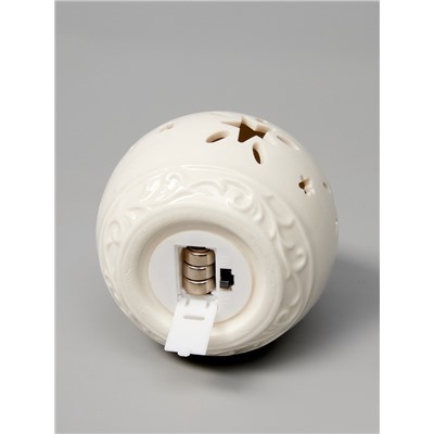 Ёлочный шар с подсветкой «Звёздочки», 10×8.8×8.8 см, 1 LED, керамика, от батареек LR44×3, керамика, свечение тёплое белое