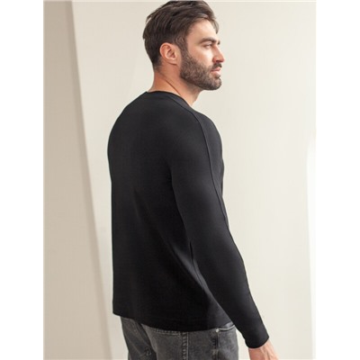 Лонгслив с воротником на пуговицах и декоративными швами из премиального хлопка с эластаном