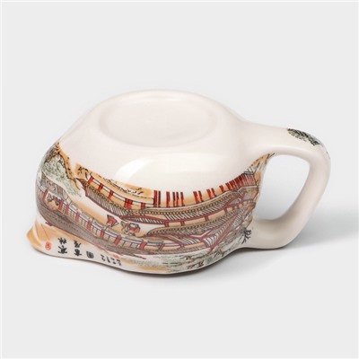 Чайник заварочный с металлическим ситом «Пейзаж», 200 мл, керамика, оранжевый