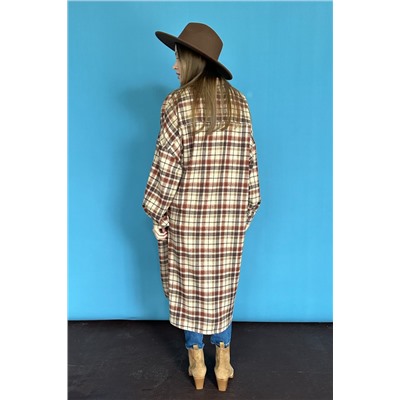 Рубашка удлиненная  AUTUMN046/02/Бежевый, коричневый