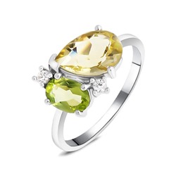 Кольцо, лимонный топаз , перидот, Юрмала