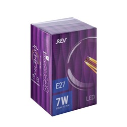 Лампа светодиодная REV LED FILAMENT VINTAGE, G95, E27, 7 Вт, 2700 K, шар, теплый свет