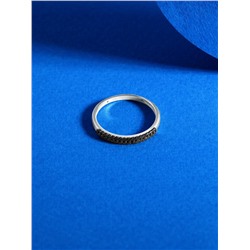 Кольцо из серебра с нат.чёрной шпинелью родированное 925 пробы К-7192р416