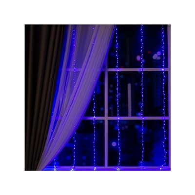 Гирлянда «Водопад» 2×1.5 м, IP20, прозрачная нить, 400 LED, свечение синее, 8 режимов, 220 В