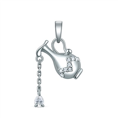 Подвеска из серебра с фианитами родированная - Кувшин 3-003р200