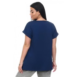 Футболка хлопок с отворотами и надписью "Ведьмы не стареют". Арт. 720 (Индиго)