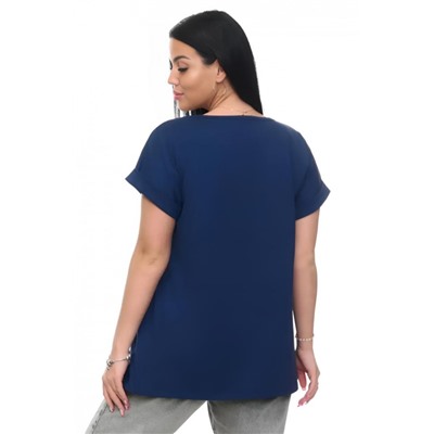 Футболка хлопок с отворотами и надписью "Ведьмы не стареют". Арт. 720 (Индиго)