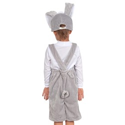 Карнавальный костюм «Зайчик серый» плюш, полукомбинезон, шапочка, 3-6 лет, рост 98-116 см