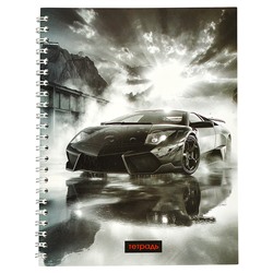 Тетрадь 40л. линейка "Черное авто" на гребне
