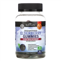 BioSchwartz, улучшенная формула с цинком и витамином C, вкус бузины, 60 жевательных мармеладок