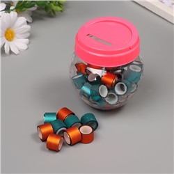 Клейкая лента пластик в банке «Глори. Оранж, морской», набор 40 шт., 1.2 см, дл.0.9 м, 7×7×9 см