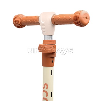 Самокат 3-х кол., PU, цвет коричневый