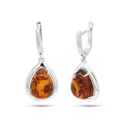 Серьги из серебра янтарь, СП35