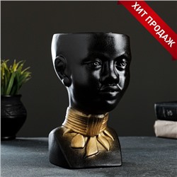 Декоративное кашпо для цветов «Негритянка», 1.3 л, 14×20×12 см, керамика, чёрное