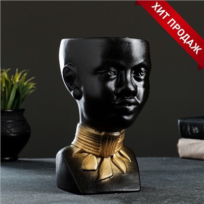 Декоративное кашпо для цветов «Негритянка», 1.3 л, 14×20×12 см, керамика, чёрное