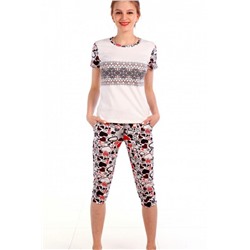 Женская пижама с бриджами и футболкой 3 (Белый)