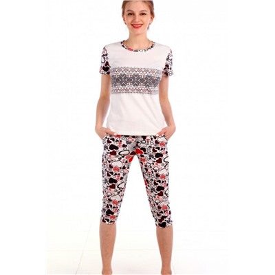 Женская пижама с бриджами и футболкой 3 (Белый)