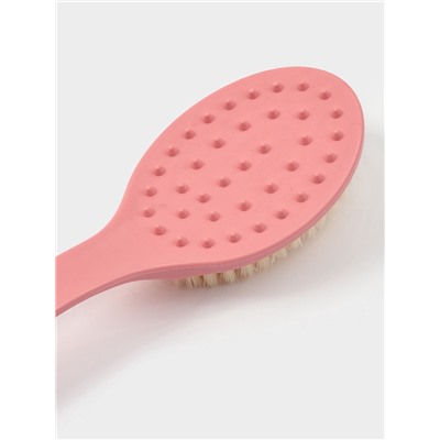 Щётка банная на ручке Доляна, массажёр, 33×6 см, розовая