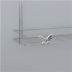 Полка для ванной Доляна «Бабочки», двухъярусная, 28×10.5×31 см, хромированная