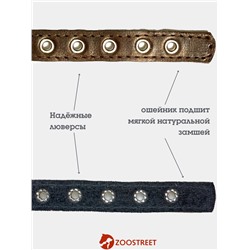 Ошейник, 35×1.5 см, с подкладом и светоотражающей лентой, кожа, коричневый