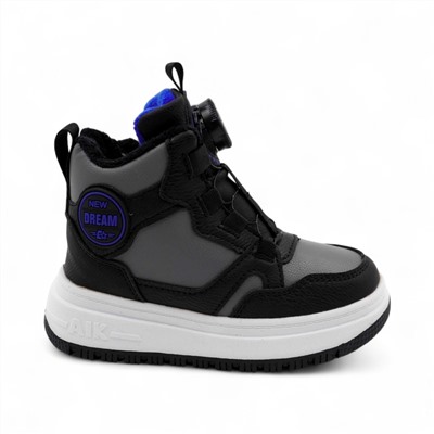 Кроссовки зимние на меху В7187-10 серо черные