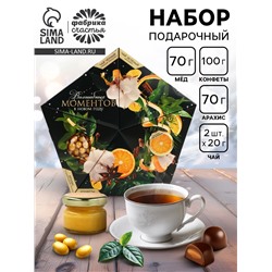 Подарочный набор новогодний «Волшебных моментов в новом году»: чай, арахис, конфеты, крем-мёд