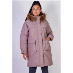 Зимняя парка удлиненная, с капюшоном натуральный мех арт. 619 (Коричневый)