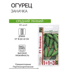 Семена Огурец "Заначка", F1, серия 1 + 1 20 шт.