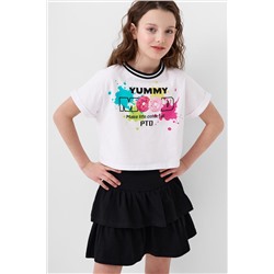 Комплект трикотажный для девочек: джемпер (футболка), юбка-шорты PLAYTODAY, 1240346