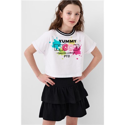 Комплект трикотажный для девочек: джемпер (футболка), юбка-шорты PLAYTODAY, 1240346