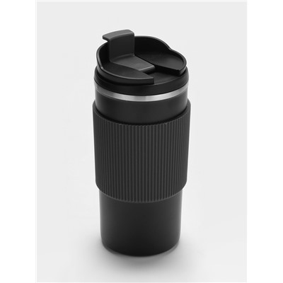 Термокружка, 450 мл, сохраняет тепло 6 ч, 7.5×18 см, вакуумная, нержавеющая сталь, чёрная