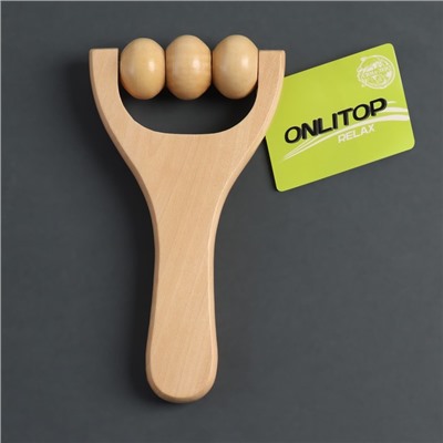 Массажёр «Барабан», деревянный, 15×8×3 см, 3 шарика