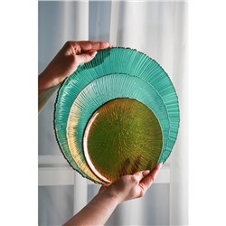 Тарелка подстановочная Magistro «Фейерверк», d=27 см, стекло, цвет изумрудный