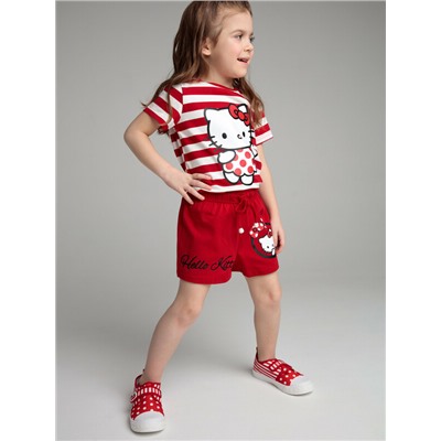 Комплект трикотажный для девочек: фуфайка (футболка), шорты